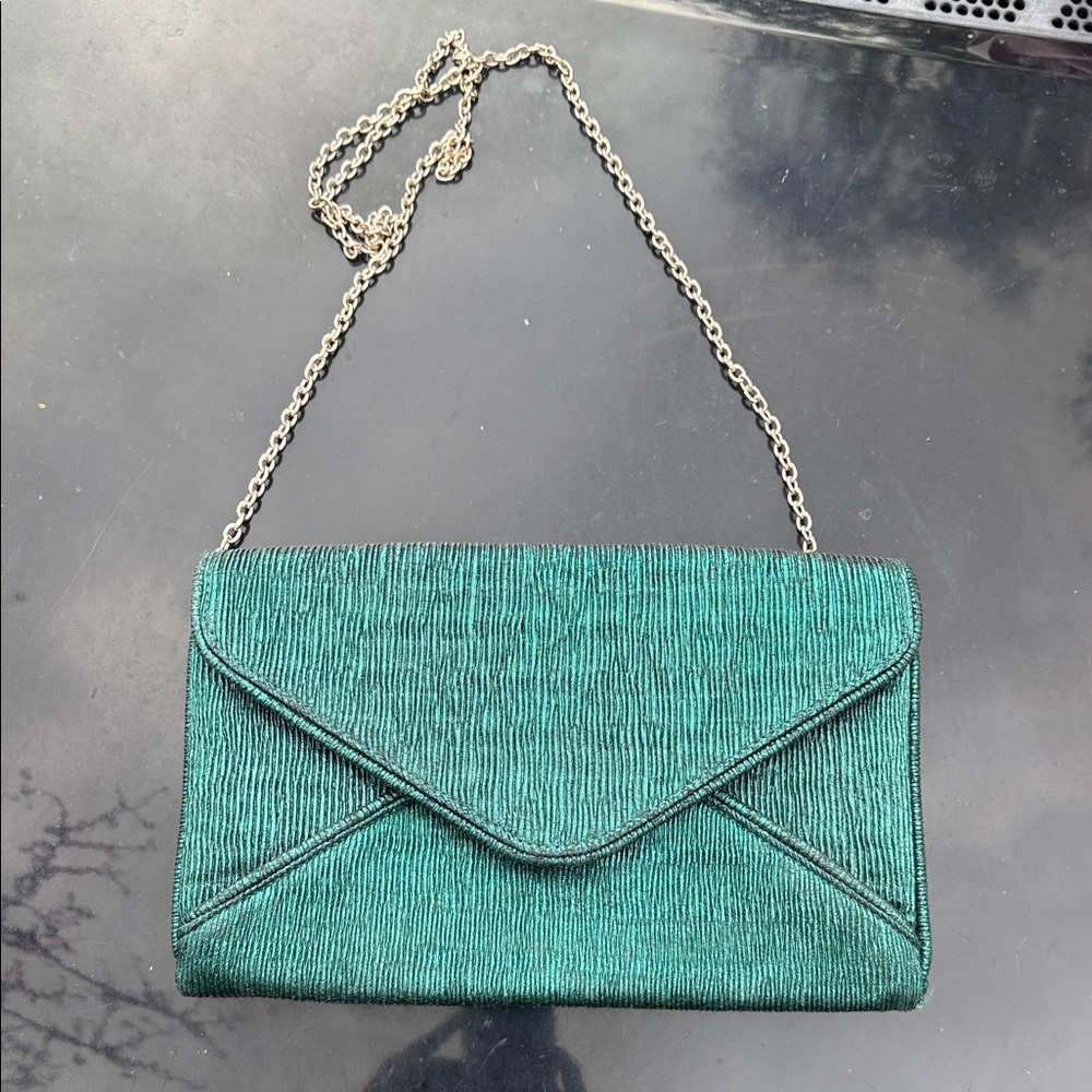 Chic Teal Chain Strap Clutch